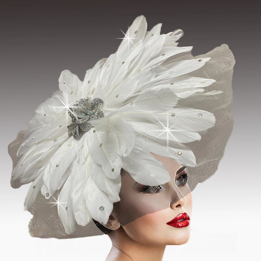 MANDARIN FA3200-WH Church Fascinator